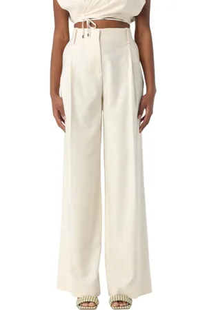 SIMONA CORSELLINI Pantaloni palazzo con pinces panna