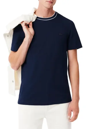 Lacoste T-shirt in piquè con colletto a righe