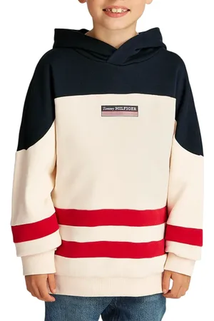 Tommy Hilfiger Felpa colorblock con cappuccio blu rosso