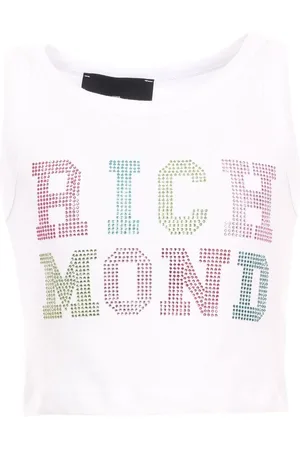 John Richmond Canotta crop Sestaci con logo strass