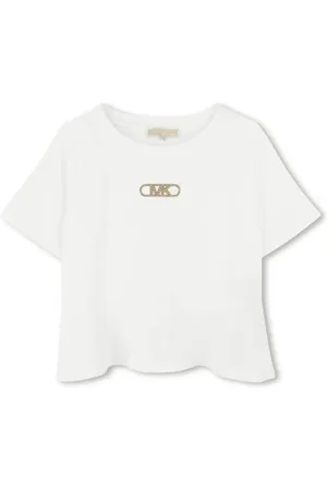 Michael Kors T-shirt manica corta con logo borchiato bianco latte