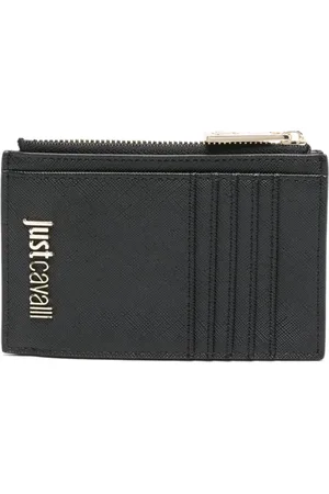 Roberto Cavalli Portacarte in ecopelle saffiano con logo