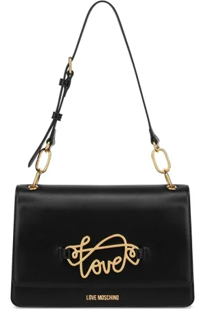 Moschino Love Moschino borsa a spalla in ecopelle con placca love oro