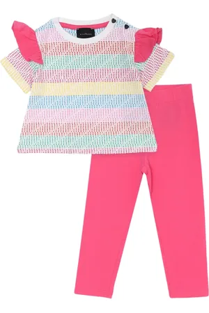 John Richmond Completo T-shirt e leggings multicolor fucsia