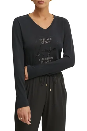 Liu Jo T-shirt manica lunga con logo strass