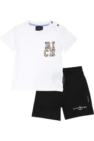 John Richmond Completo T-shirt e shorts in cotone nero