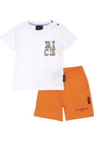 John Richmond Completo T-shirt e shorts in cotone arancione