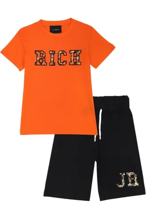John Richmond Completo T-shirt e bermuda Bencof arancione nero