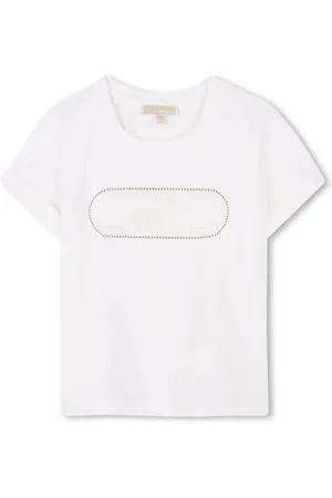 Michael Kors T-shirt manica corta con logo e borchie bianco latte