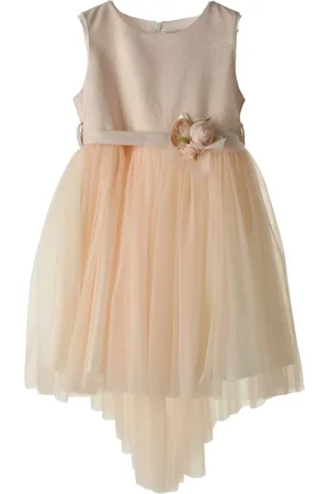Bella Abito da cerimonia in tulle con dettagli lurex Rosa pesca