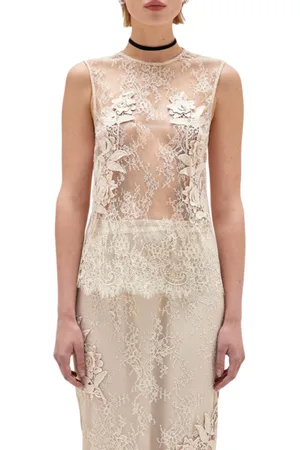 Blugirl Top in pizzo con applicazioni floreali macramè