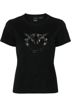 Pinko T-shirt manica corta Quentin con logo Love Birds gioiello