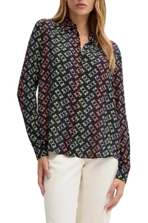 Pinko Camicia new Nora manica lunga fantasia logo Love Birds nero