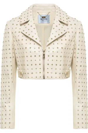 Blugirl Giubbino crop in pelle con applicazioni gioiello