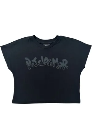 DISCLAIMER T-shirt crop manica corta con logo strass