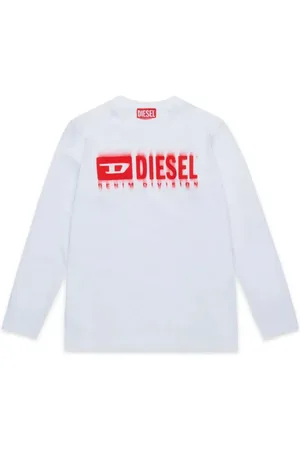Diesel T-shirt manica lunga con stampa logo rosso