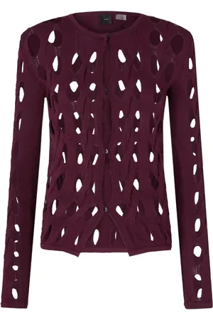 Pinko Cardigan Carlton in maglia traforata borgogna