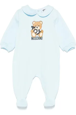 Moschino Tutina intera con piedini stampa orsetto celeste