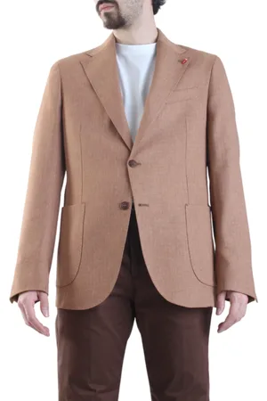 MULISH Giacca blazer monopetto con trama spigata nocciola