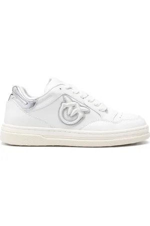 Pinko Sneakers Mandy in pelle con logo Love Birds argento