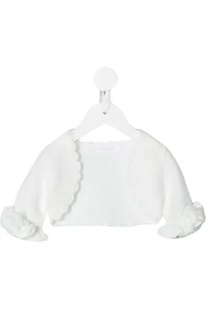 Mimilù Coprispalle in maglia Rebeca con rouches panna