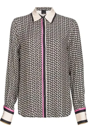 Pinko Camicia manica lunga New Nora in viscosa Foulard nero