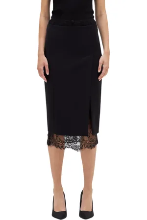 Blugirl Gonna longuette in crepe con pizzo