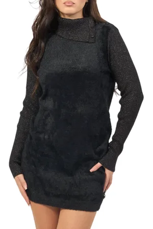 YES-ZEE Yes Zee abito dolcevita in maglia furry