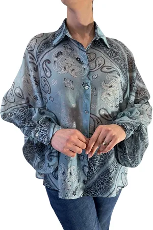 VICOLO Camicia manica lunga in fantasia celeste