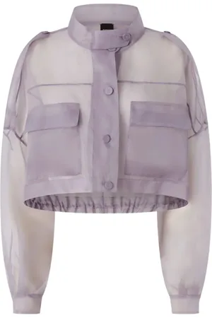 Pinko Giacca crop Lanario in organza di seta viola chiaro