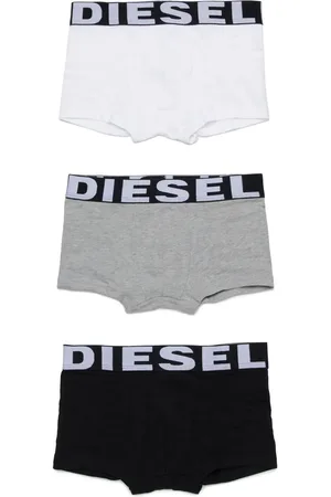 Diesel Set 3 boxer in cotone con banda logata bianco grigio nero