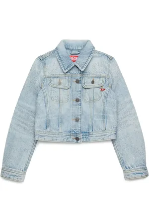 Diesel Giubbino in denim con strass lavaggio chiaro