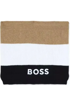 HUGO BOSS Sciarpa ad anello con logo bianco beige