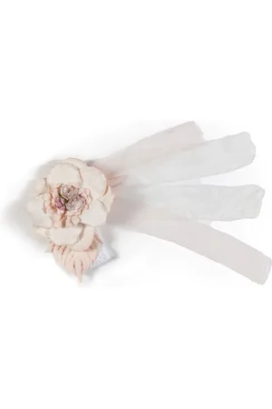 Mimilù Coroncina per capelli da bambina in pizzo con fiore rosa