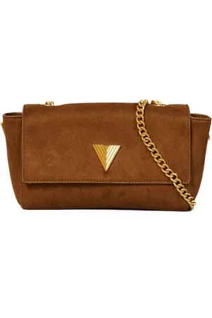 VICOLO Borsa a tracolla Small Duo in ecopelle scamosciata cuoio