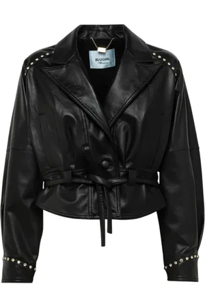 Blugirl Giubbino in pelle con ricamo floreale
