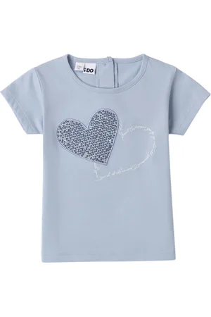 iDo(Dodipetto) T-shirt manica corta con cuore paillettes avio