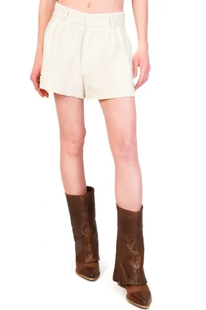 VICOLO Shorts in tweed lurex con pinces latte