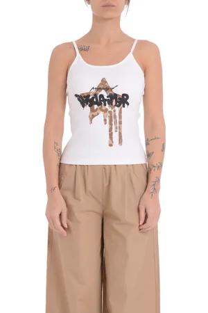 DISCLAIMER Top a costine con stampa logo