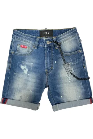 Icon Brand Bermuda in denim effetto used lavaggio