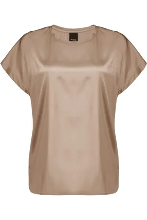 Pinko Blusa Farida manica corta in seta Terra di Siena