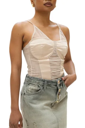 VICOLO Top bustier in raso e tulle colore nude