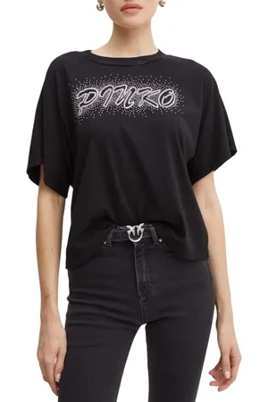Pinko T-shirt manica corta Duetto con logo strass
