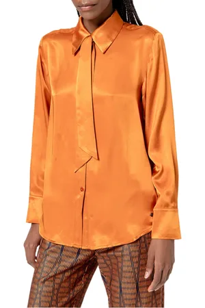 SURKANA Camicia satinata con fiocco tinta unita Arancione