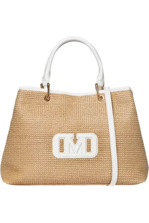 MARC ELLIS Borsa a mano in rafia Brooke Straw beige bianco