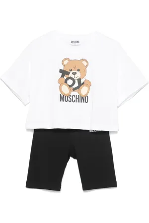Moschino Completo T-shirt e bermuda con stampa orsetto Toy nero