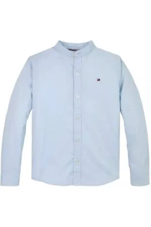 Tommy Hilfiger Camicia alla coreana in cotone celeste