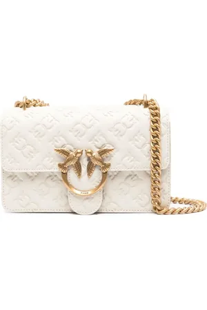 Pinko Borsa Love One Mini in pelle con logo imprimè oro