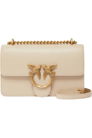 Pinko Borsa Love One Mini in pelle con logo Love Birds oro