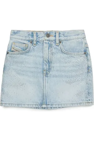 Diesel Gonna Gianna in denim con strass lavaggio chiaro